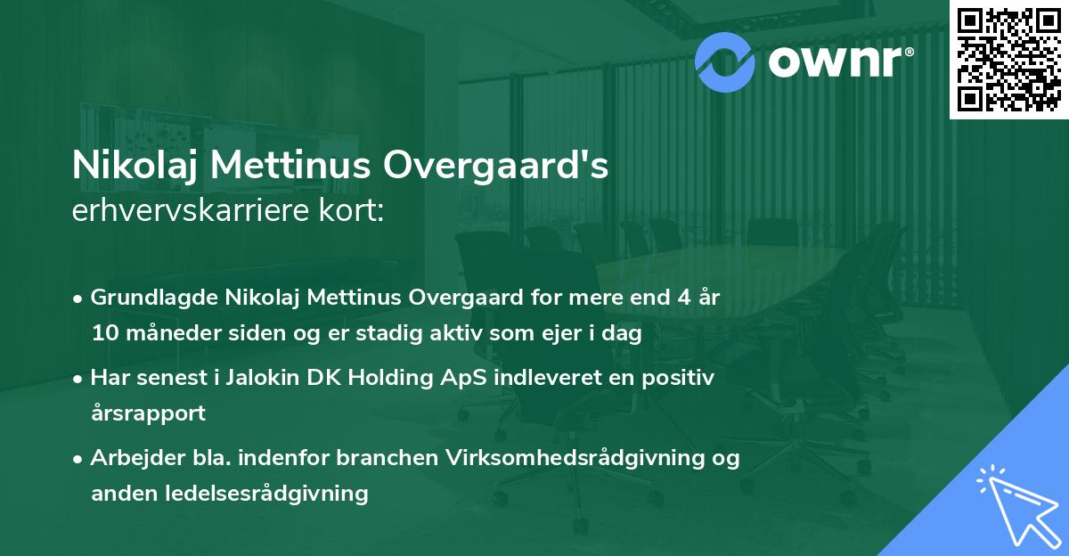 Nikolaj Mettinus Overgaard's erhvervskarriere kort