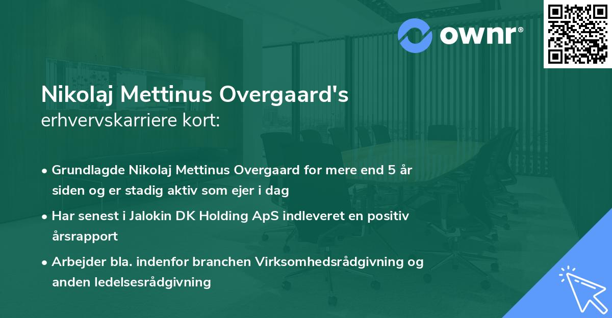 Nikolaj Mettinus Overgaard's erhvervskarriere kort