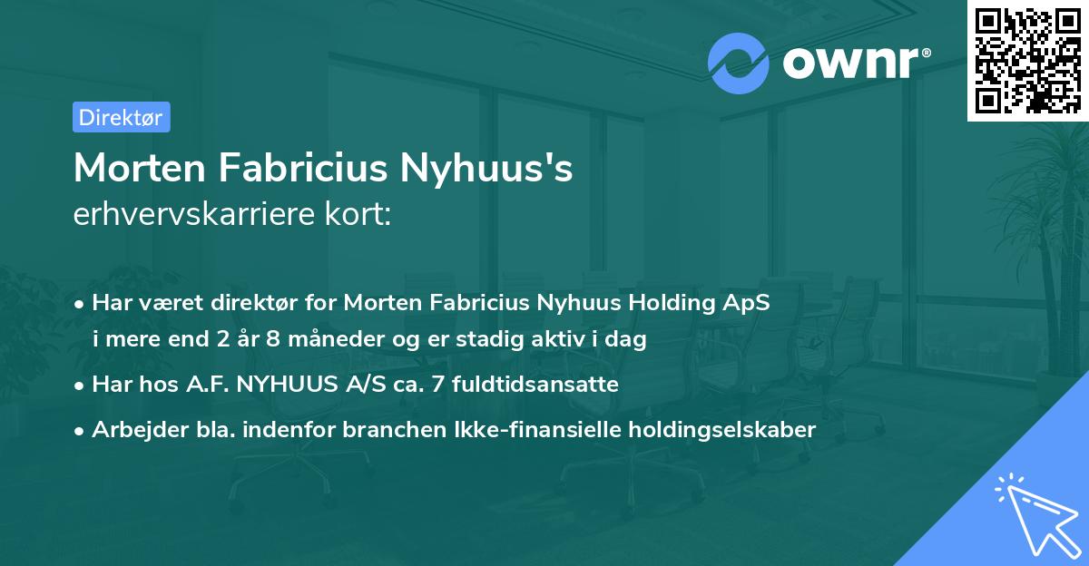 Morten Fabricius Nyhuus's erhvervskarriere kort