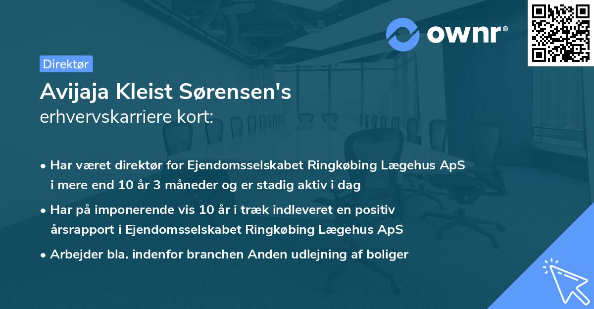 Avijaja Kleist Sørensen's erhvervskarriere kort