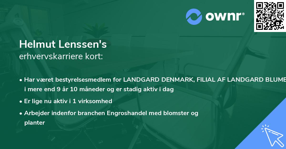 Helmut Lenssen's erhvervskarriere kort