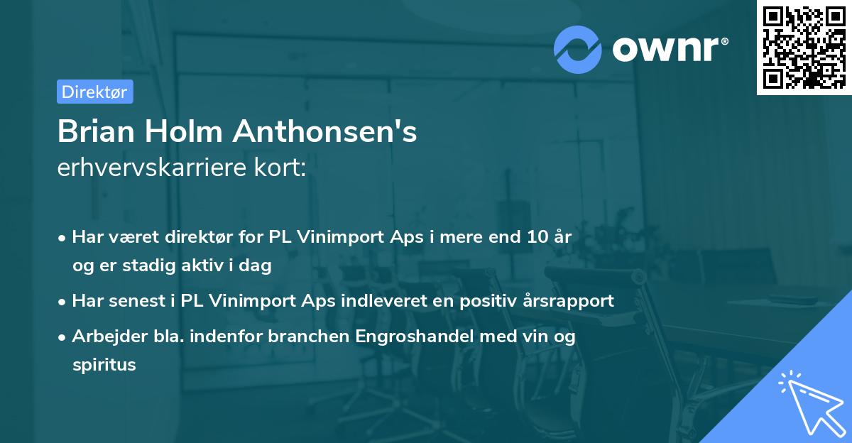 Brian Holm Anthonsen's erhvervskarriere kort