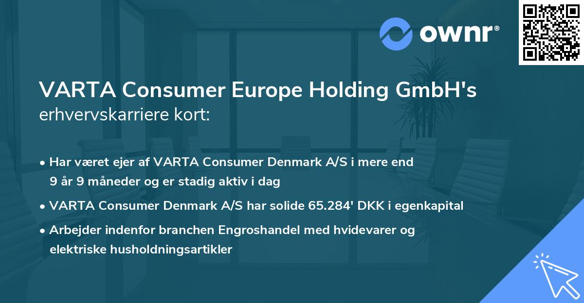 VARTA Consumer Europe Holding GmbH's erhvervskarriere kort