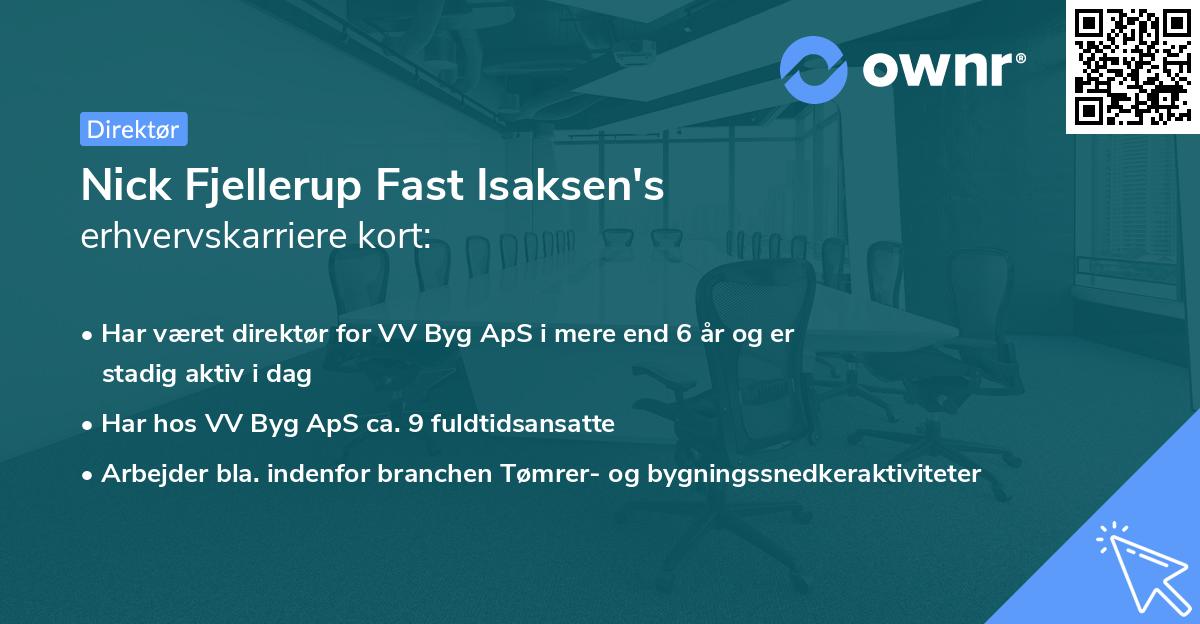 Nick Fjellerup Fast Isaksen's erhvervskarriere kort
