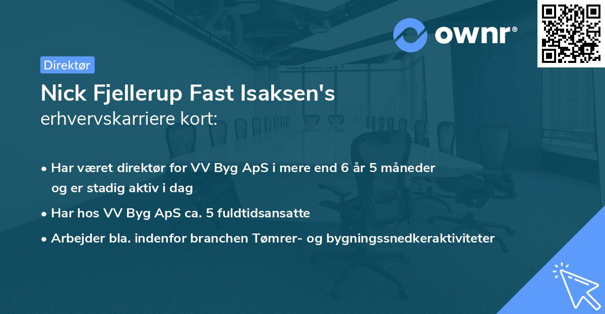 Nick Fjellerup Fast Isaksen's erhvervskarriere kort