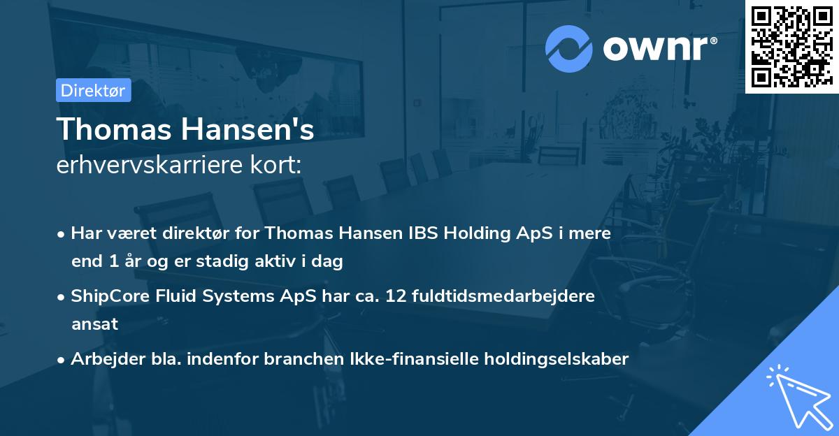 Thomas Hansen's erhvervskarriere kort