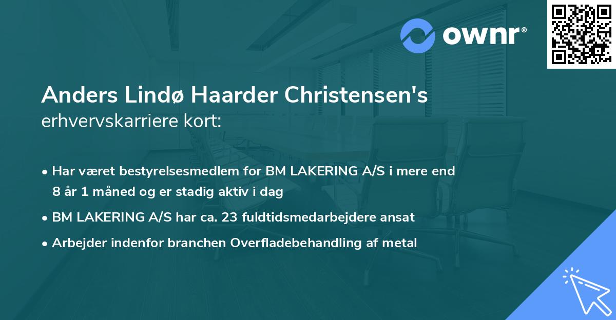 Anders Lindø Haarder Christensen's erhvervskarriere kort