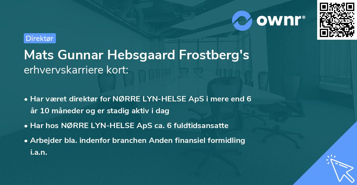 Mats Gunnar Hebsgaard Frostberg's erhvervskarriere kort