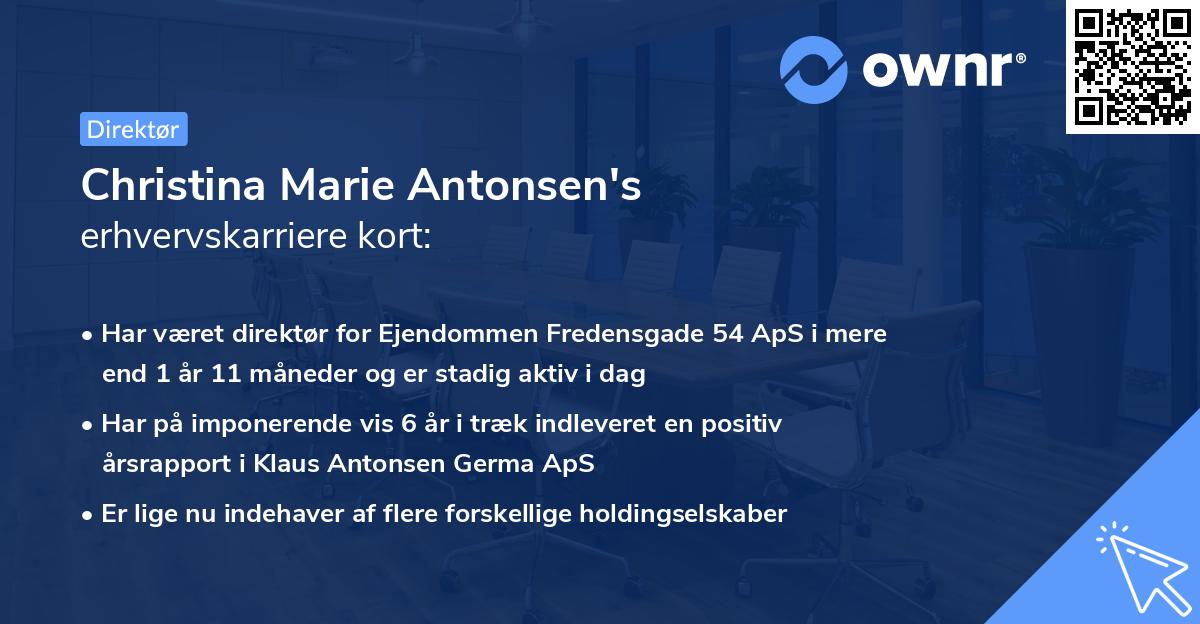 Christina Marie Antonsen's erhvervskarriere kort