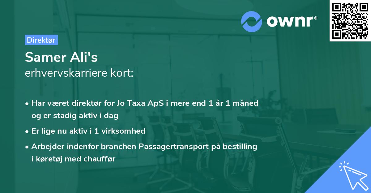 Samer Ali's erhvervskarriere kort