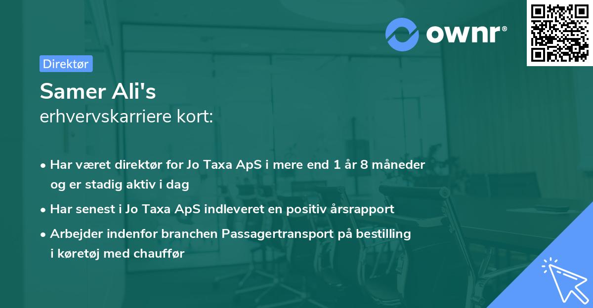 Samer Ali's erhvervskarriere kort