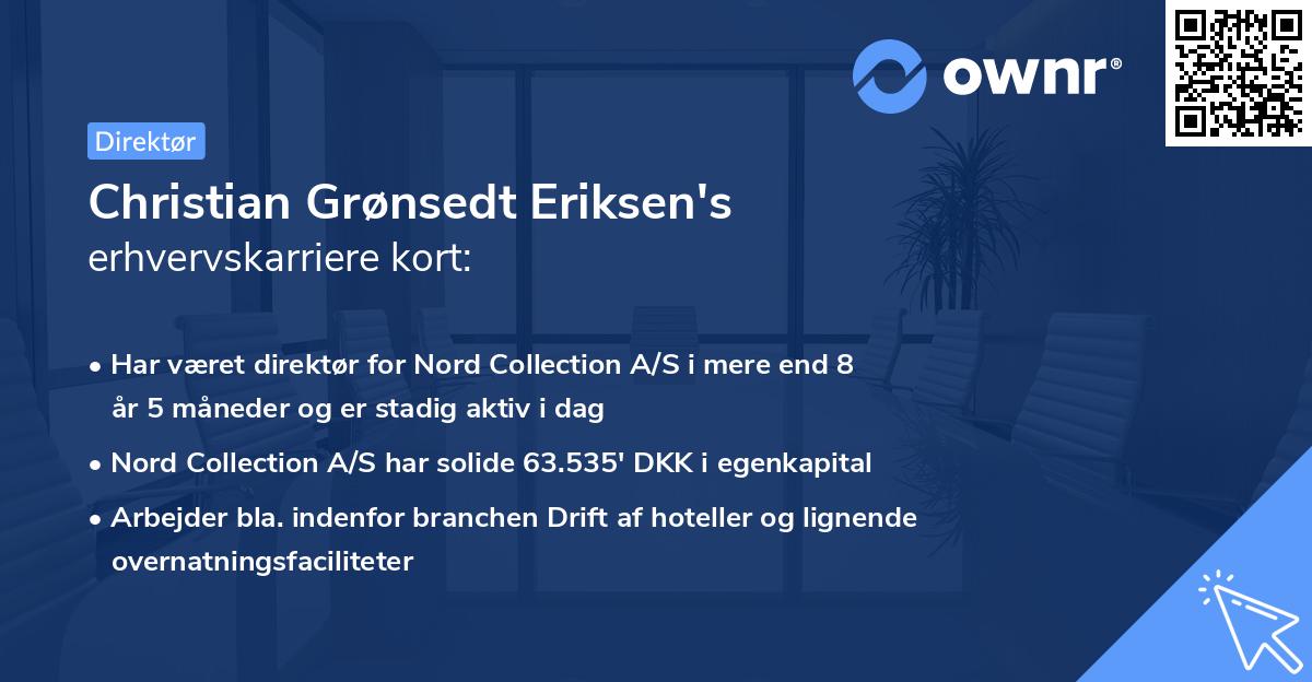 Christian Grønsedt Eriksen's erhvervskarriere kort