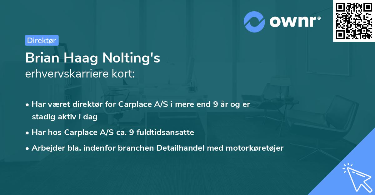 Brian Haag Nolting's erhvervskarriere kort