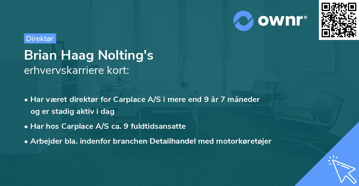 Brian Haag Nolting's erhvervskarriere kort