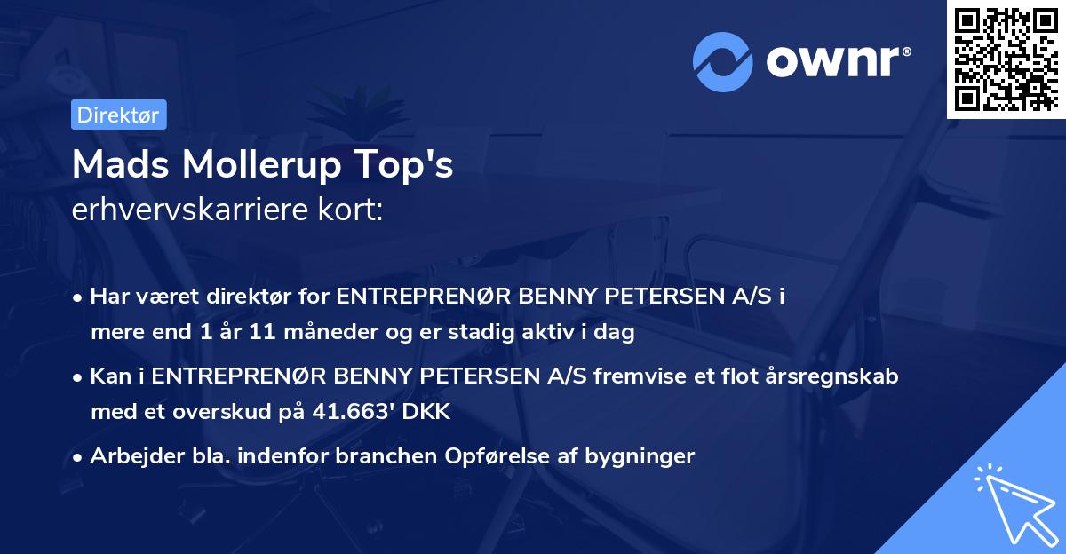 Mads Mollerup Top's erhvervskarriere kort