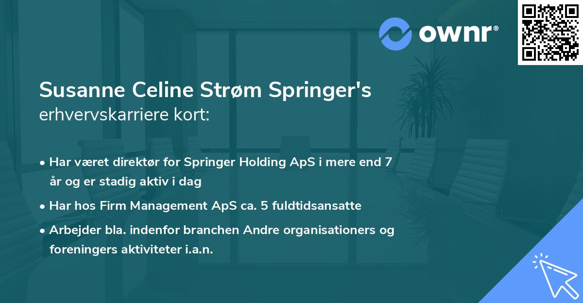Susanne Celine Strøm Springer's erhvervskarriere kort