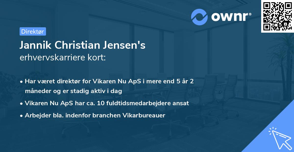 Jannik Christian Jensen's erhvervskarriere kort