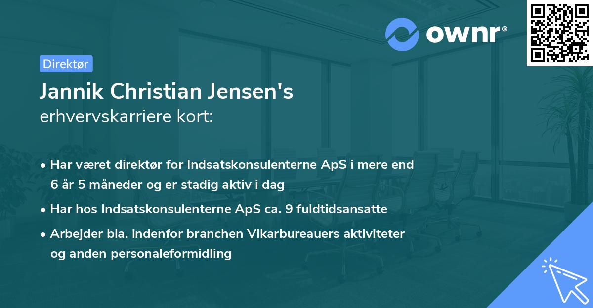 Jannik Christian Jensen's erhvervskarriere kort