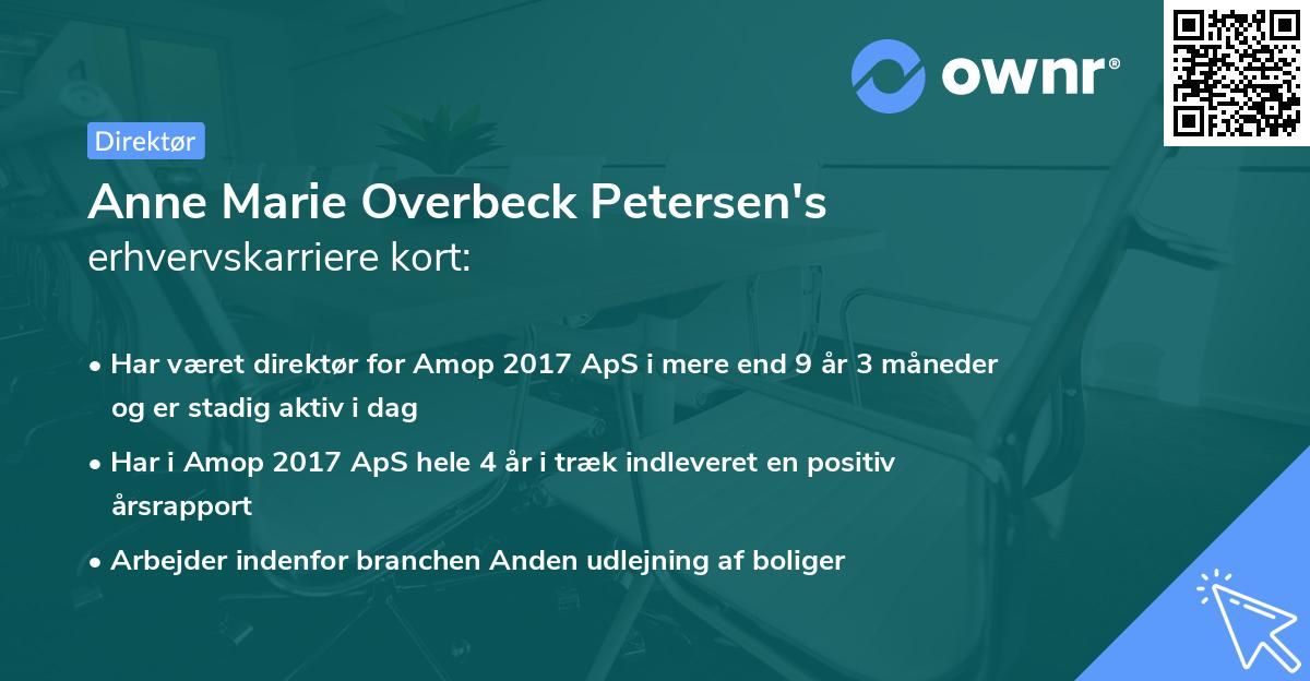 Anne Marie Overbeck Petersen's erhvervskarriere kort