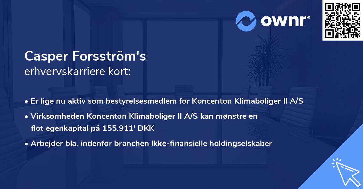 Casper Forsström's erhvervskarriere kort
