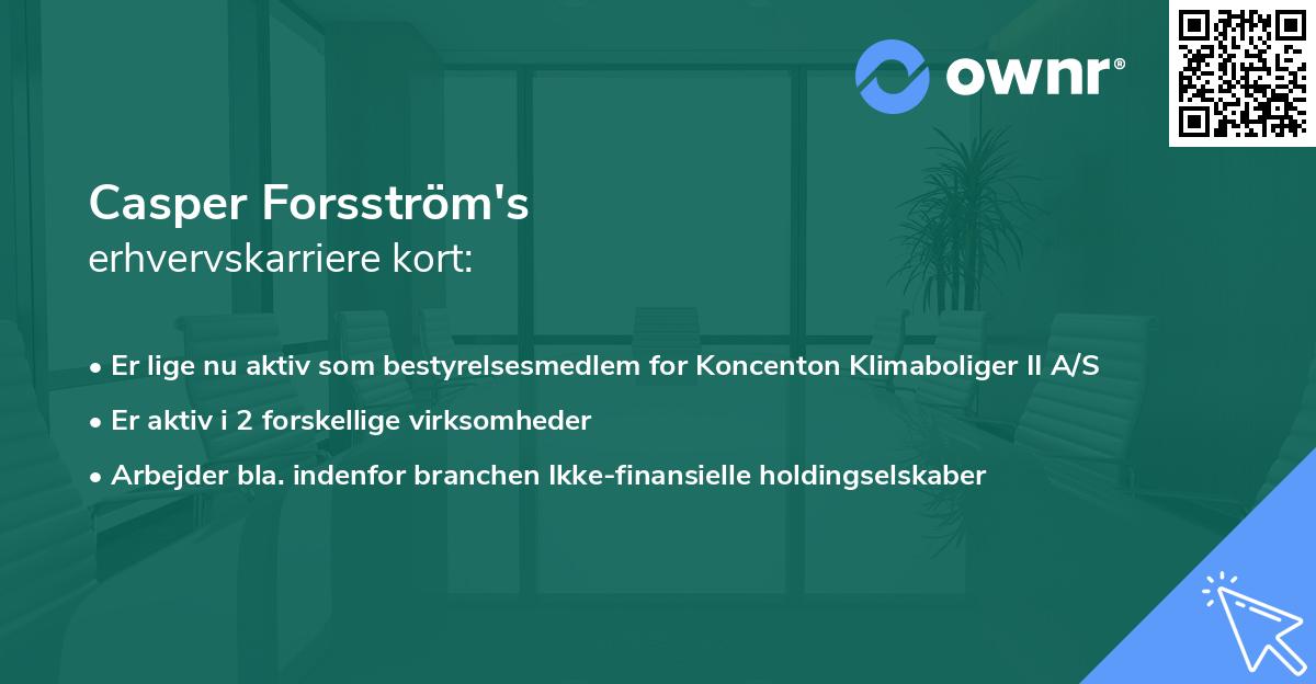 Casper Forsström's erhvervskarriere kort