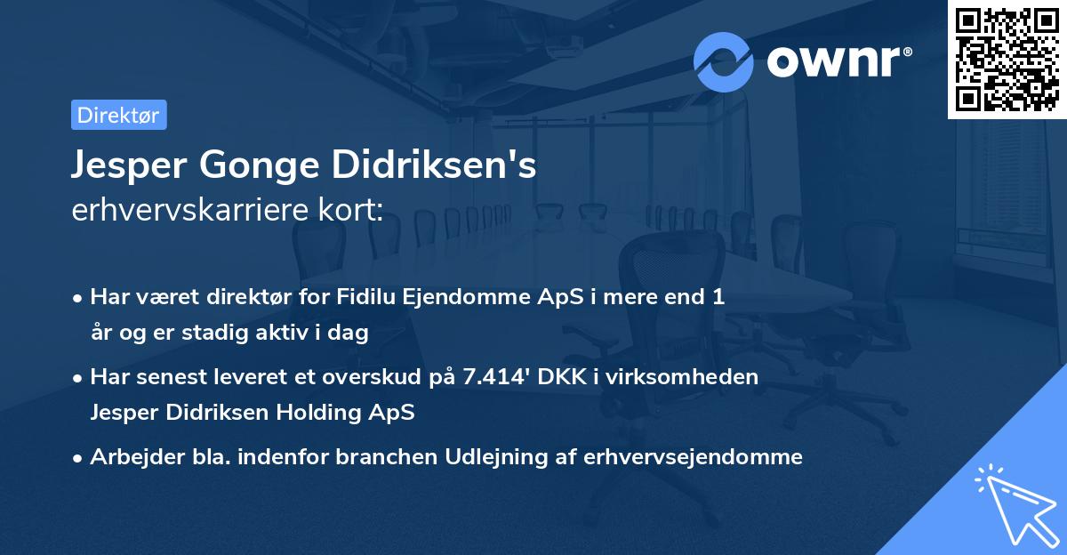 Jesper Gonge Didriksen's erhvervskarriere kort