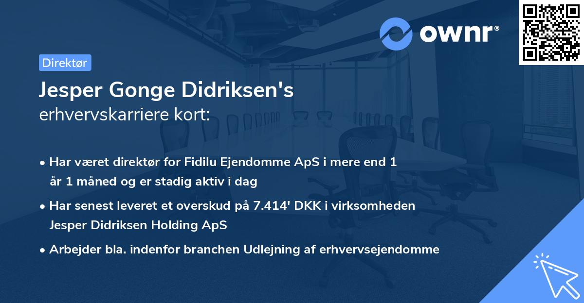 Jesper Gonge Didriksen's erhvervskarriere kort