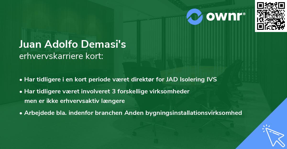 Juan Adolfo Demasi's erhvervskarriere kort