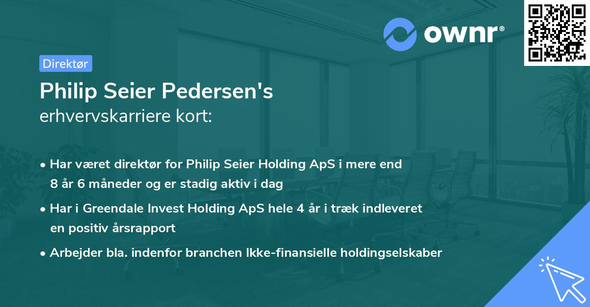 Philip Seier Pedersen's erhvervskarriere kort
