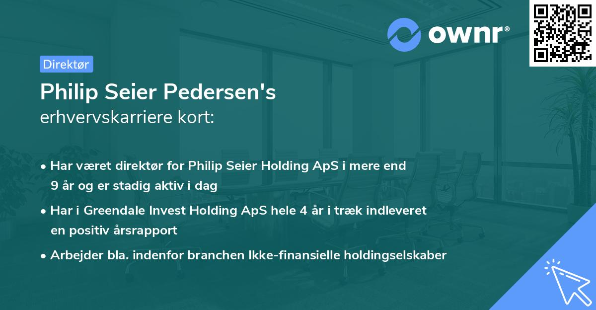 Philip Seier Pedersen's erhvervskarriere kort