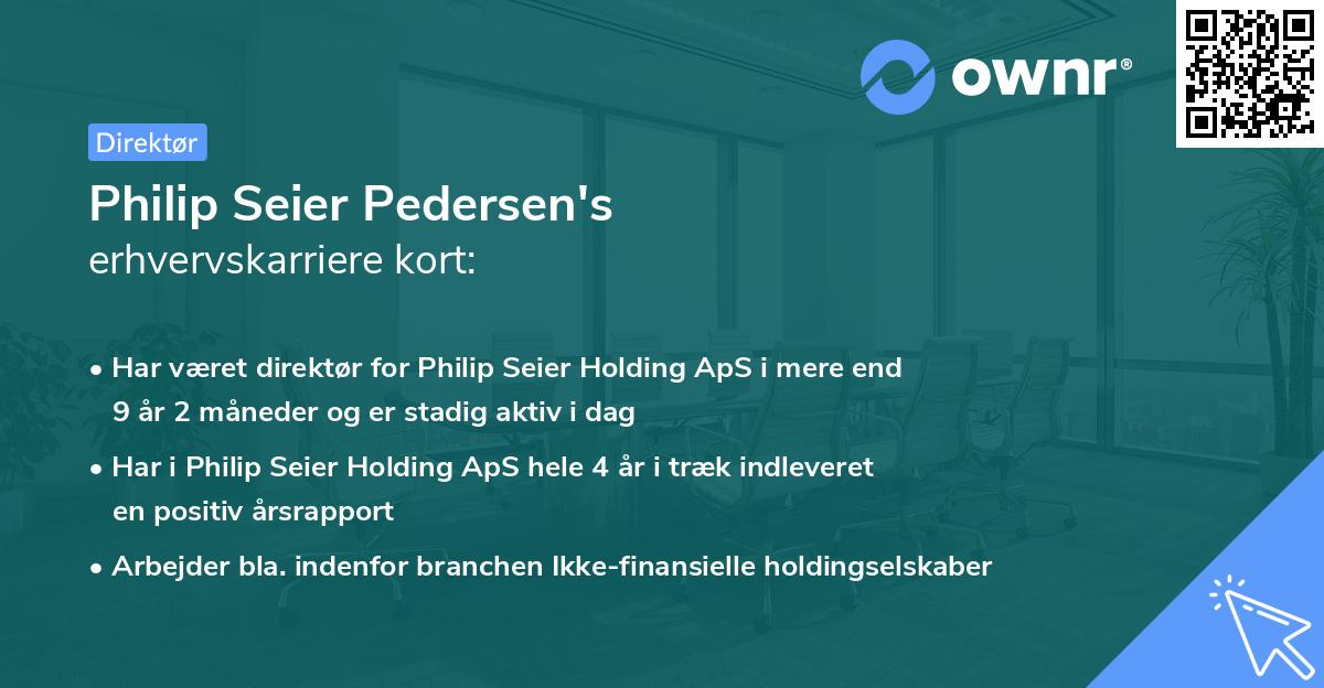 Philip Seier Pedersen's erhvervskarriere kort