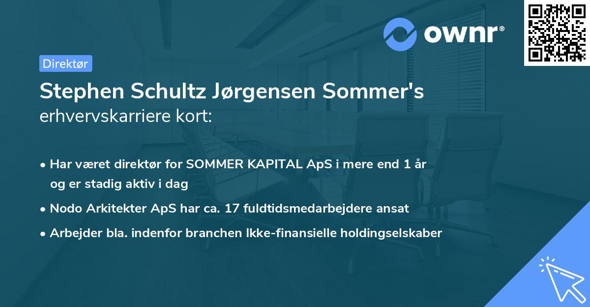 Stephen Schultz Jørgensen Sommer's erhvervskarriere kort