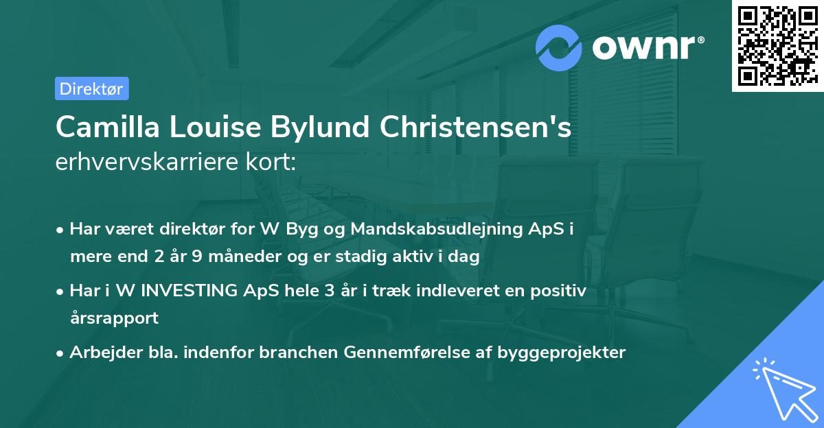Camilla Louise Bylund Christensen's erhvervskarriere kort