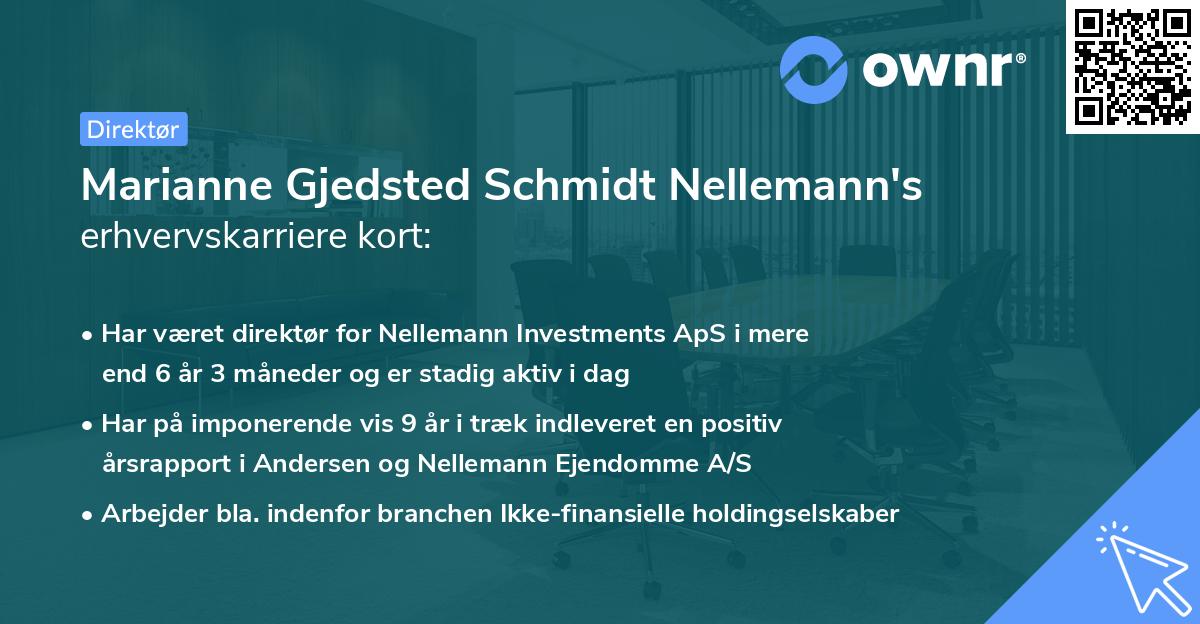 Marianne Gjedsted Schmidt Nellemann's erhvervskarriere kort