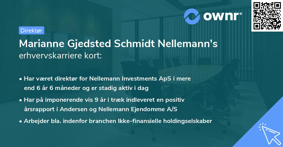 Marianne Gjedsted Schmidt Nellemann's erhvervskarriere kort
