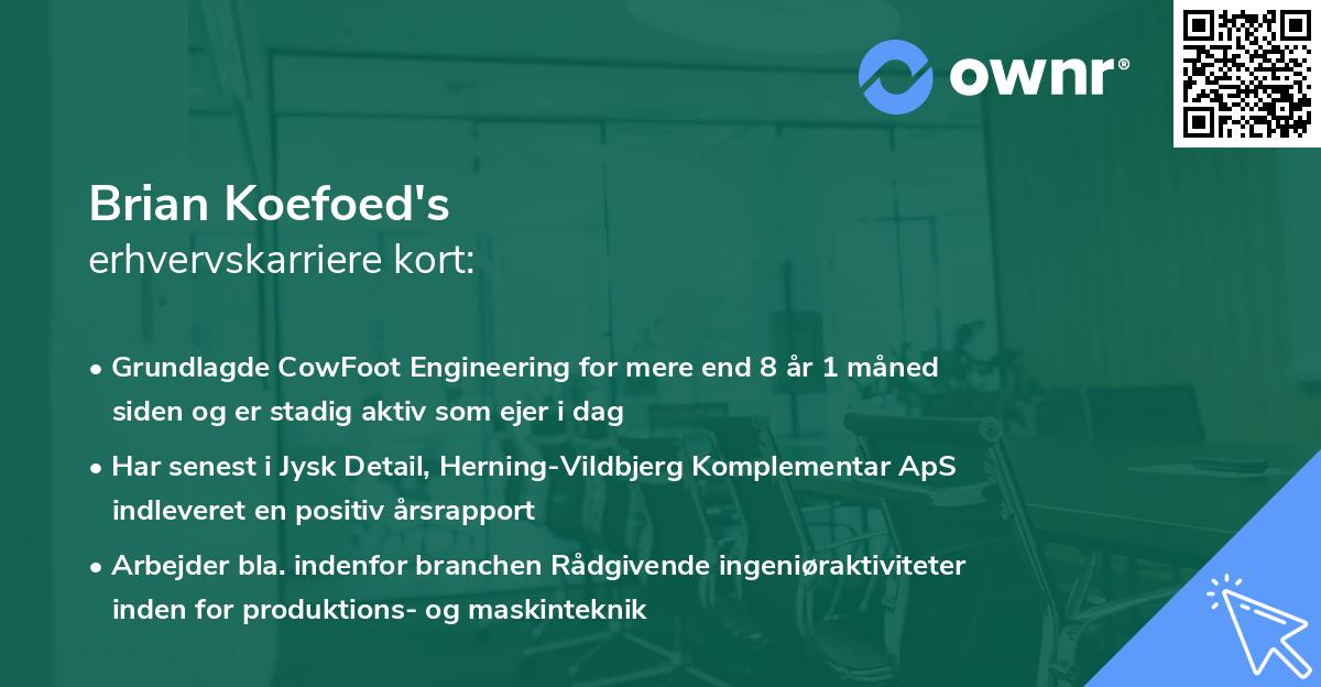 Brian Koefoed's erhvervskarriere kort