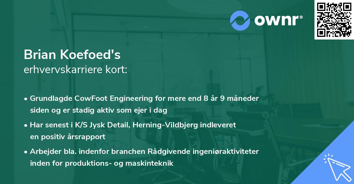 Brian Koefoed's erhvervskarriere kort