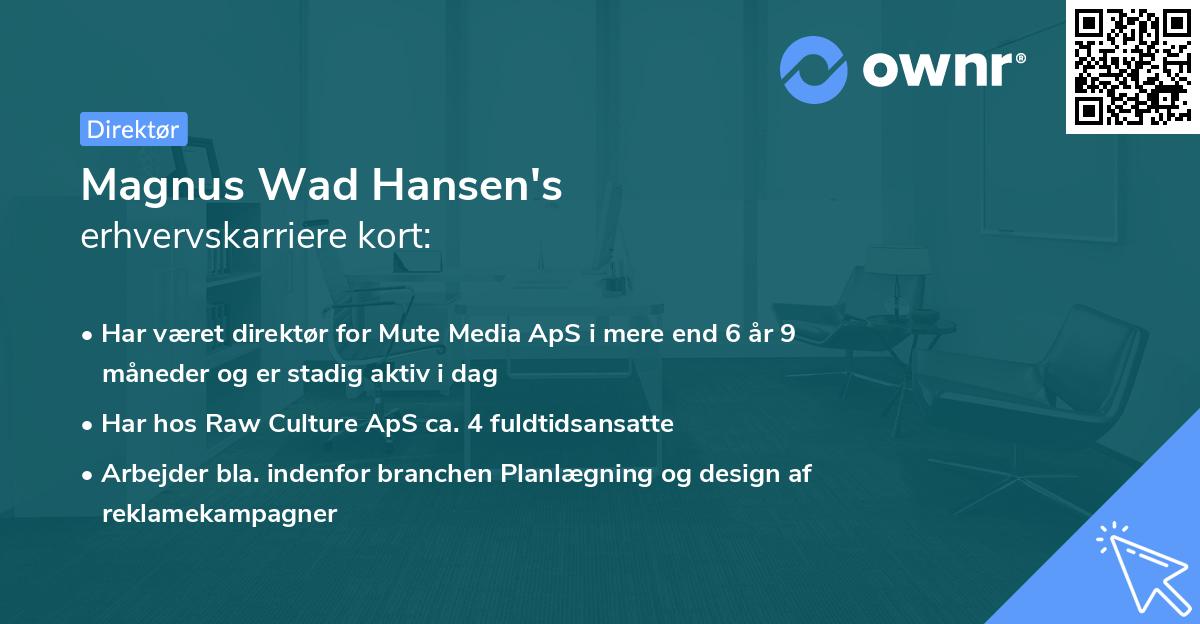 Magnus Wad Hansen's erhvervskarriere kort