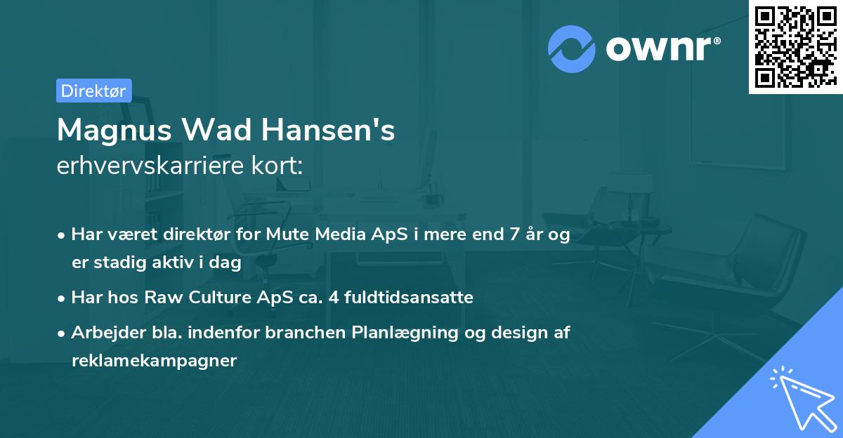 Magnus Wad Hansen's erhvervskarriere kort