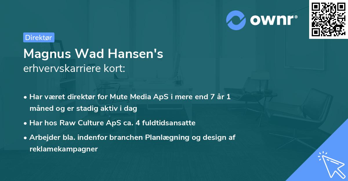 Magnus Wad Hansen's erhvervskarriere kort