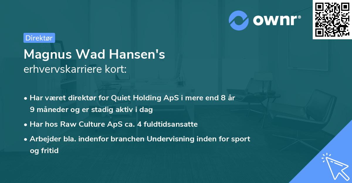 Magnus Wad Hansen's erhvervskarriere kort