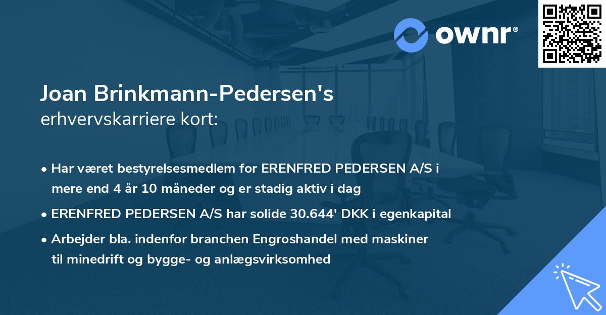 Joan Brinkmann-Pedersen's erhvervskarriere kort