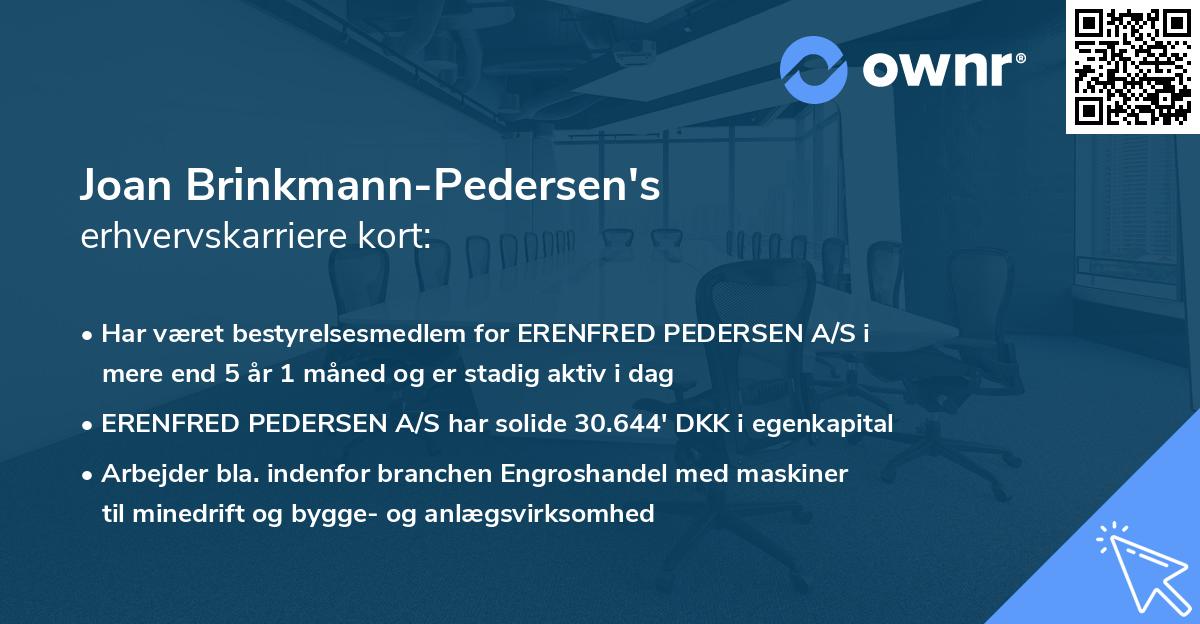 Joan Brinkmann-Pedersen's erhvervskarriere kort