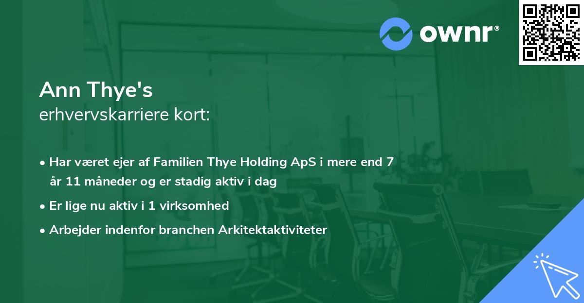 Ann Thye's erhvervskarriere kort