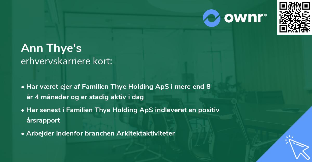 Ann Thye's erhvervskarriere kort
