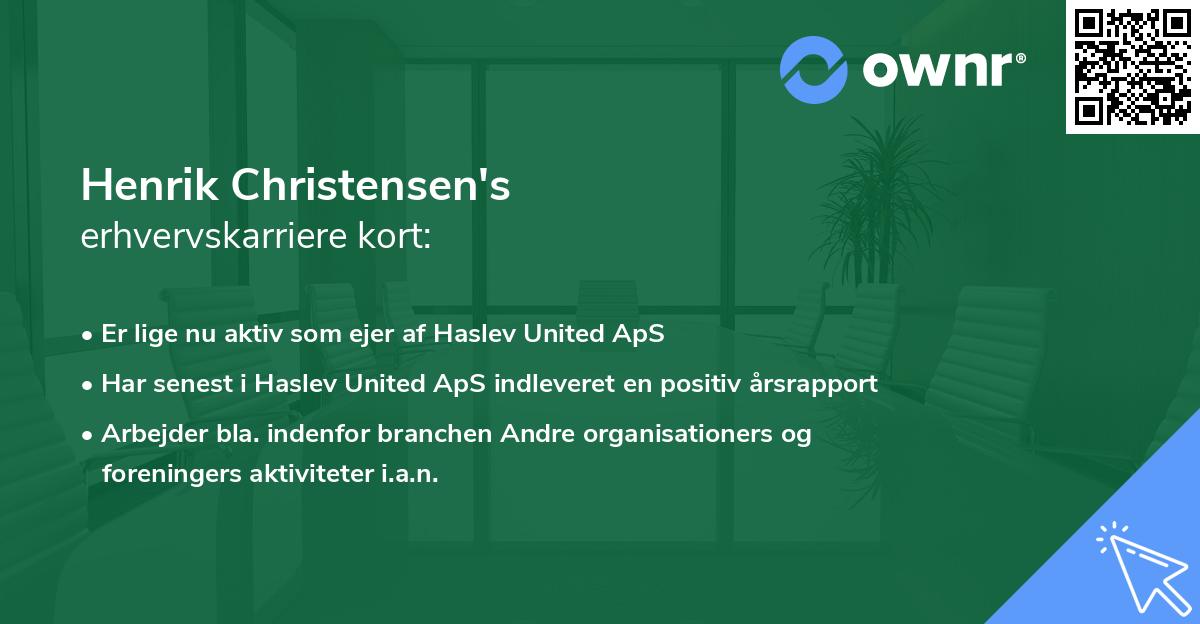 Henrik Christensen's erhvervskarriere kort