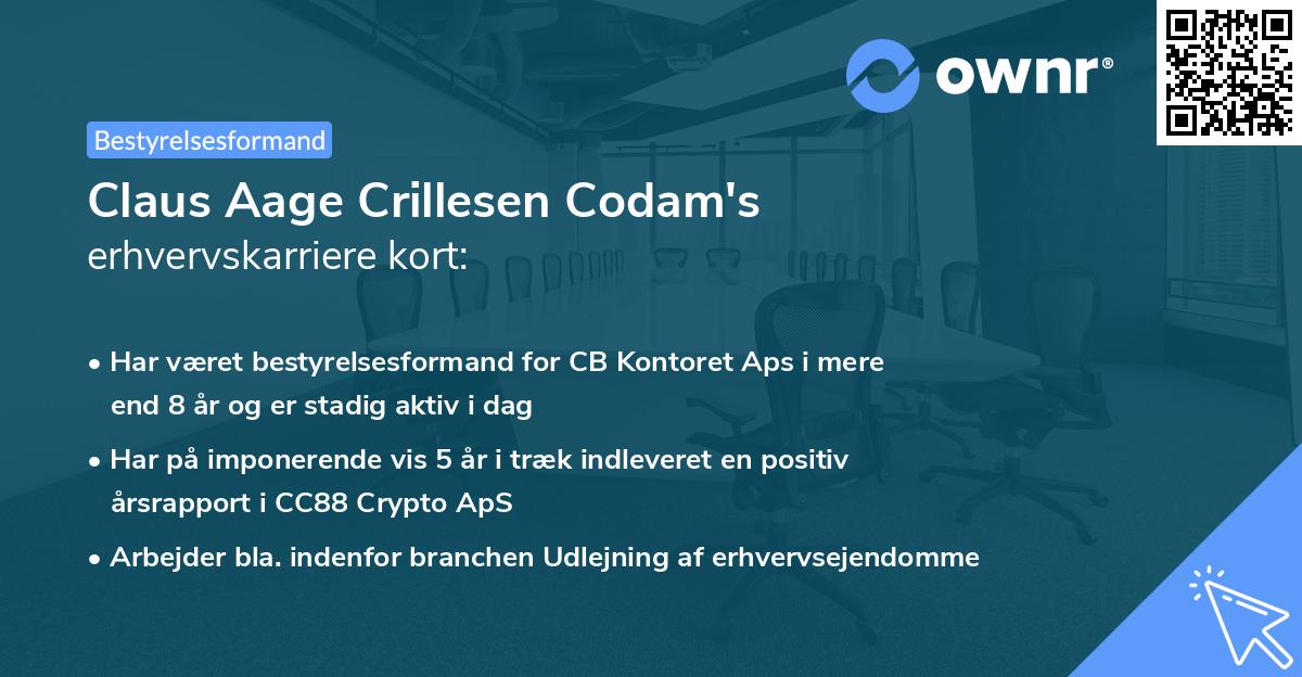 Claus Aage Crillesen Codam's erhvervskarriere kort