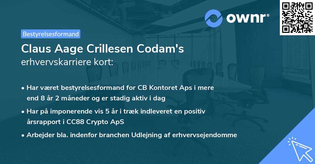 Claus Aage Crillesen Codam's erhvervskarriere kort