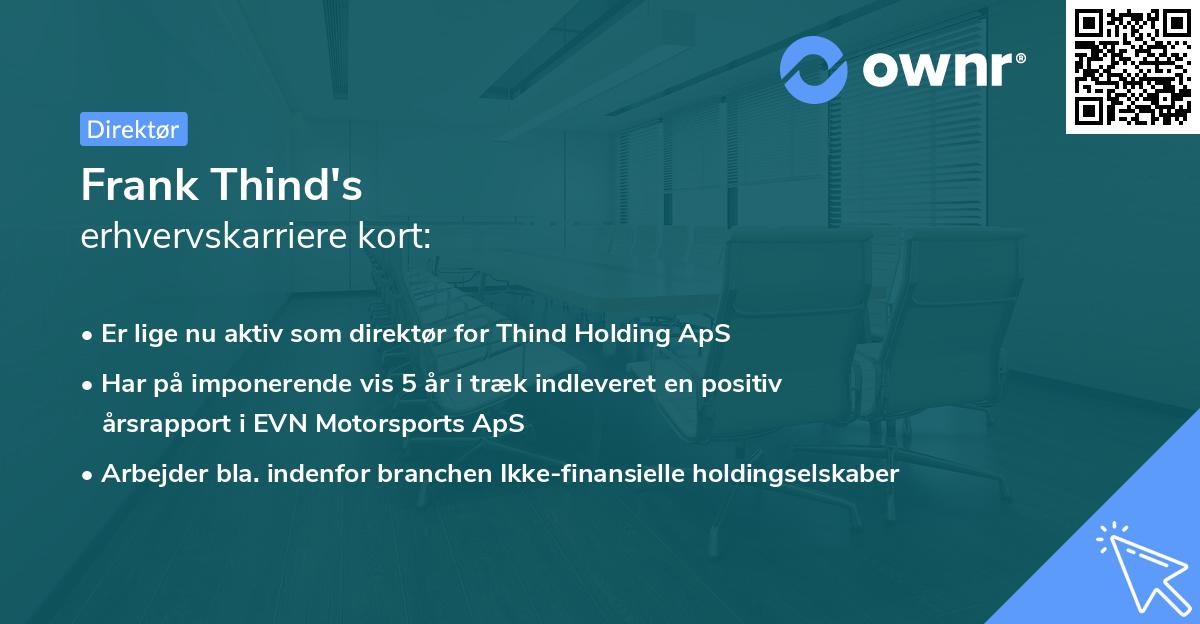 Frank Thind's erhvervskarriere kort