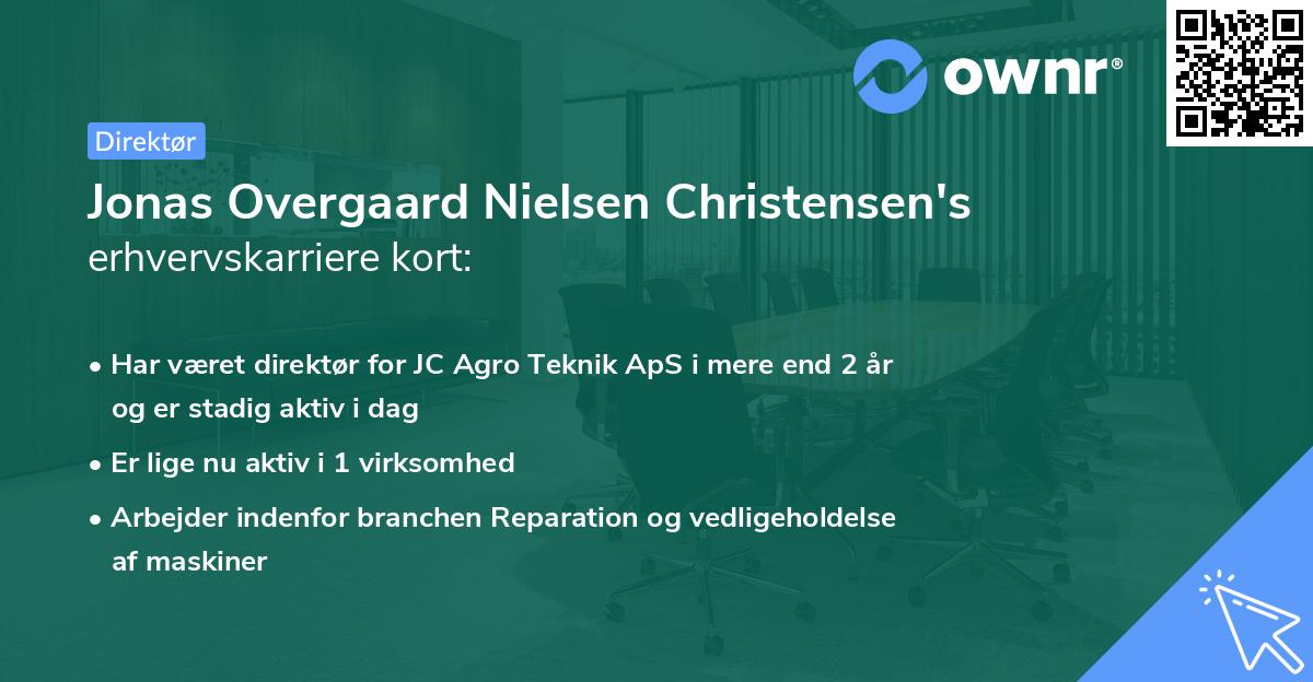 Jonas Overgaard Nielsen Christensen's erhvervskarriere kort